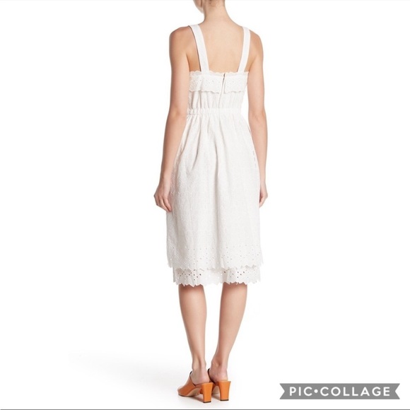 Madewell- NWT White Eyelet Tiered Midi Dress- 0 - Picture 5 of 12